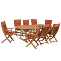 Garden Dining Set 8 Seater MAUI with Cushions Acacia Wood Dark Red