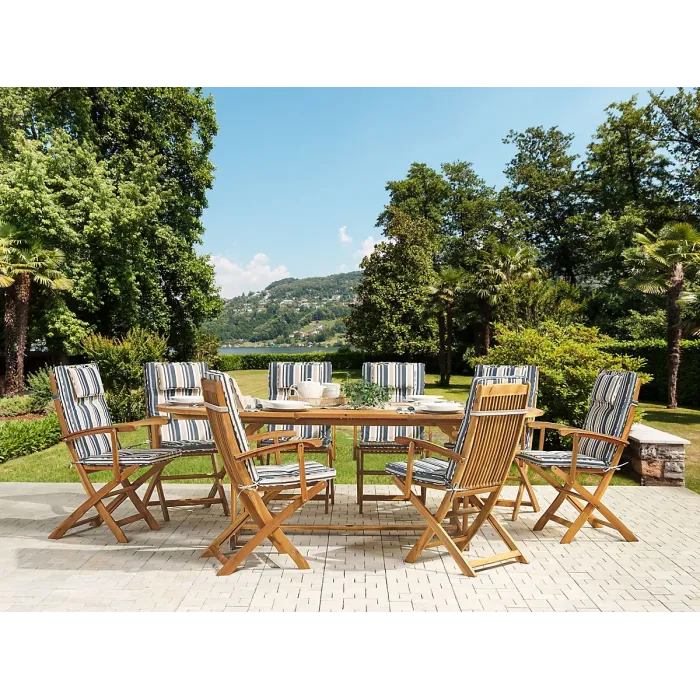 Garden Dining Set 8 Seater MAUI with Cushions Acacia Wood Multicolour