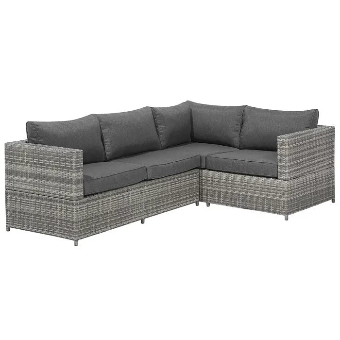 Garden Corner Sofa with Table 4 Seater AVOLA Left Hand PE Rattan Grey