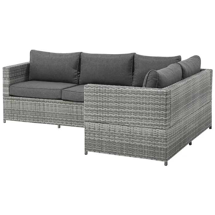 Garden Corner Sofa with Table 4 Seater AVOLA Left Hand PE Rattan Grey