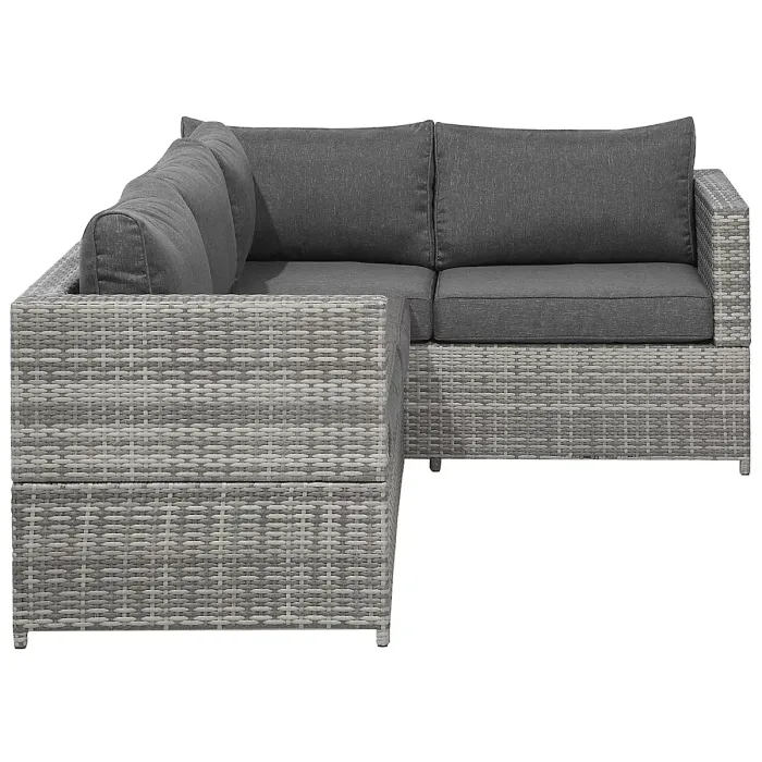 Garden Corner Sofa with Table 4 Seater AVOLA Left Hand PE Rattan Grey