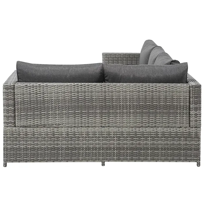 Garden Corner Sofa with Table 4 Seater AVOLA Left Hand PE Rattan Grey