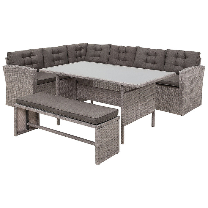 Garden Lounge Set with Table 8 Seater VITERBO with Cushions PE Rattan Grey