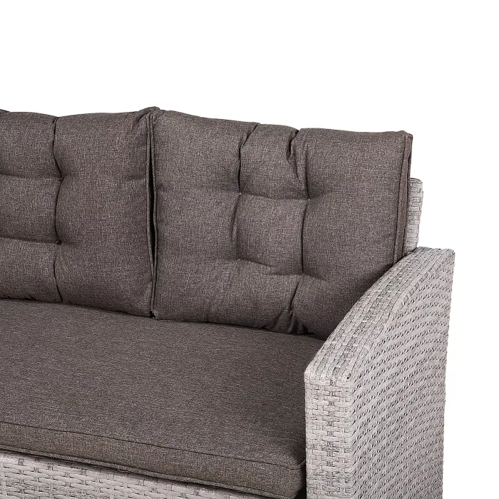 Garden Lounge Set with Table 8 Seater VITERBO with Cushions PE Rattan Grey