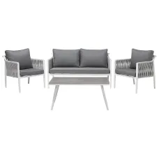 Garden Lounge Set with Table 4 Seater LATINA Metal Grey