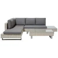 Garden Corner Sofa with Table 5 Seater LANCIANO Right Hand PE Rattan Grey