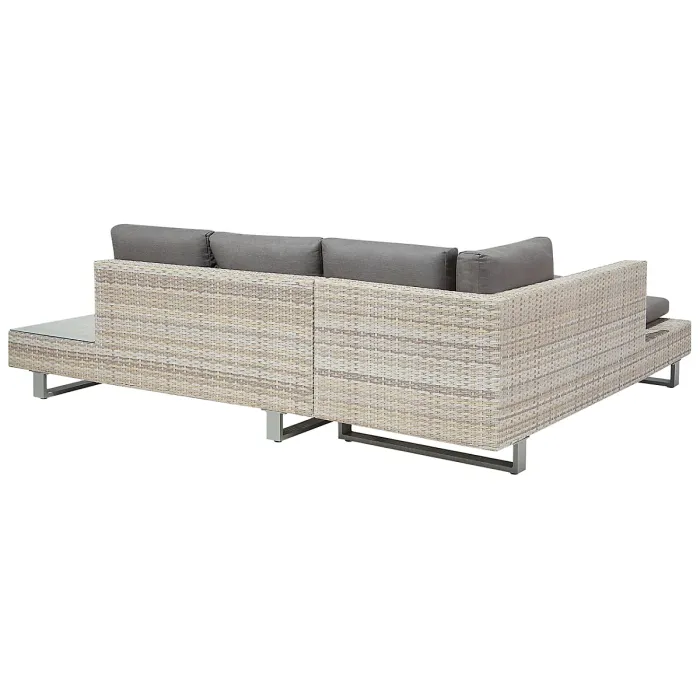 Garden Corner Sofa with Table 5 Seater LANCIANO Right Hand PE Rattan Grey