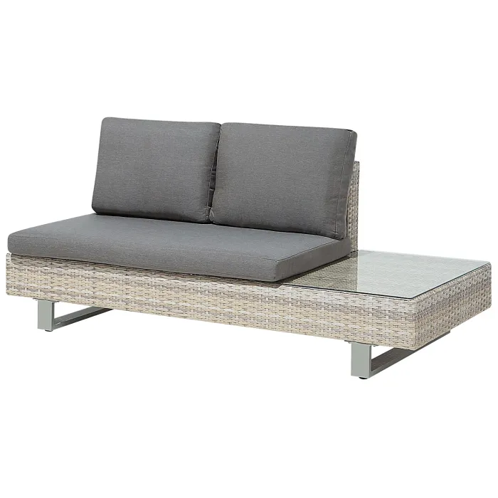 Garden Corner Sofa with Table 5 Seater LANCIANO Right Hand PE Rattan Grey