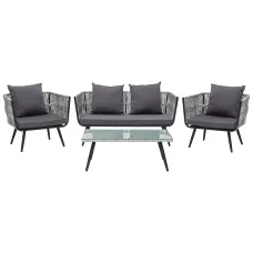Garden Lounge Set with Table 4 Seater RAGUSA PE Rattan Grey