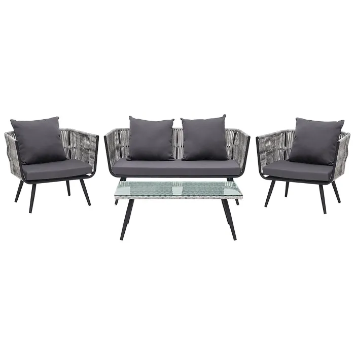 Garden Lounge Set with Table 4 Seater RAGUSA PE Rattan Grey