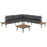 Garden Corner Sofa with Table 5 Seater CORATO Acacia Wood Grey