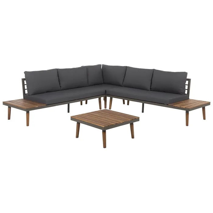 Garden Corner Sofa with Table 5 Seater CORATO Acacia Wood Grey