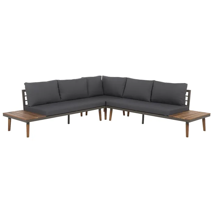 Garden Corner Sofa with Table 5 Seater CORATO Acacia Wood Grey