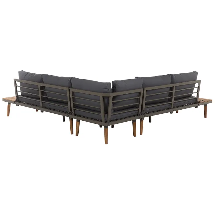 Garden Corner Sofa with Table 5 Seater CORATO Acacia Wood Grey
