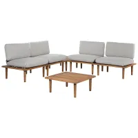 Garden Lounge Set with Table 4 Seater FRASCATI Modular Certified Acacia Wood Light Grey
