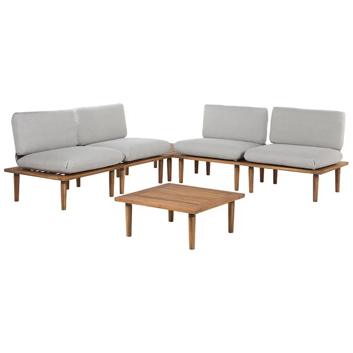 Garden Lounge Set with Table 4 Seater FRASCATI Modular Certified Acacia Wood Light Grey