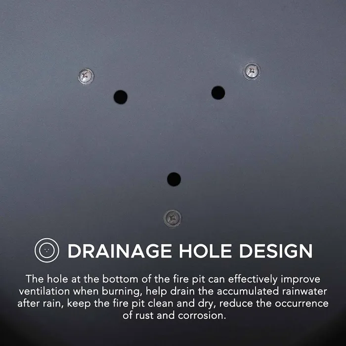 SUNJOY 58cm Patio Portable Fire Pit For Outdoor, Black Steel Wood Burning Fire Pit