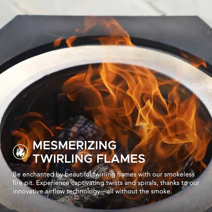 Sunjoy Smokeless Wood-Burning Fire Pit with Fire Poker - Garden and Backyard Outdoor Fire Pit