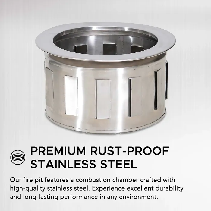 Sunjoy Smokeless Wood-Burning Fire Pit with Fire Poker - Garden and Backyard Outdoor Fire Pit