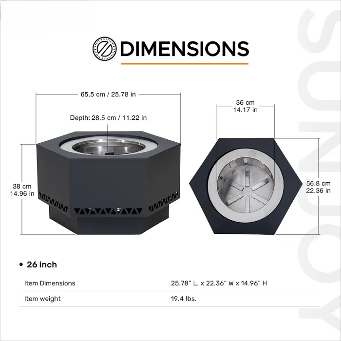 Sunjoy Smokeless Wood-Burning Fire Pit with Fire Poker - Garden and Backyard Outdoor Fire Pit