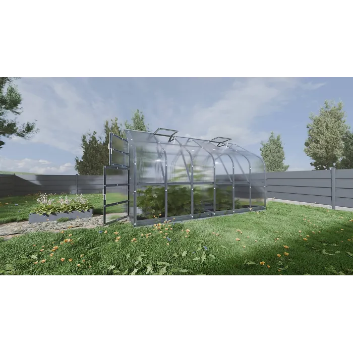 Backyard greenhouse Standard KLASIKA 10m2, 2.5m x 4m, 6 mm polycarbonate cover (2 skylights)