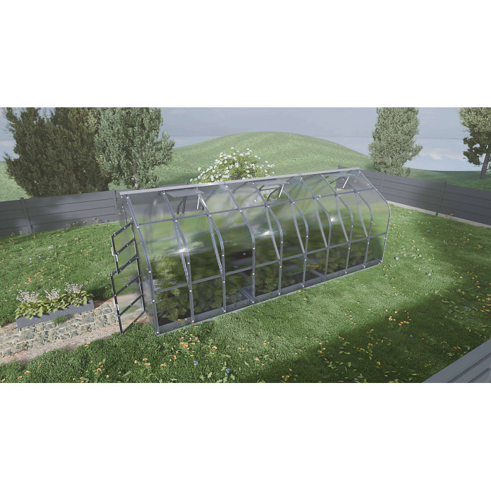 Backyard greenhouse Standard KLASIKA 20m2, 2.5m x 8m, 4 mm polycarbonate cover (4 skylights)
