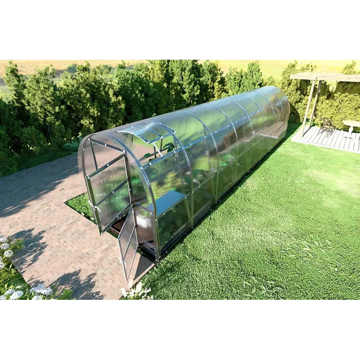 Backyard greenhouse KLASIKA SLIM 2 x 8 m (16 m²) , 4 mm polycarbonate cover