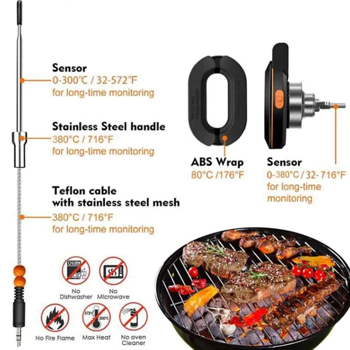 Digital Bluetooth Dome and Food Thermometer with 2 Probes, Expandable to 4 - ToGrill BBQ Thermometer