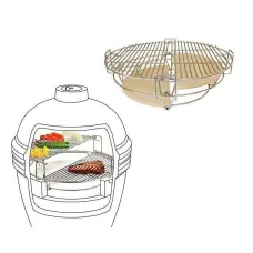Kamado Bono Two Zone Grilling System 21 Inch Multi Level, Versatile Cooking for Direct and Indirect Grilling