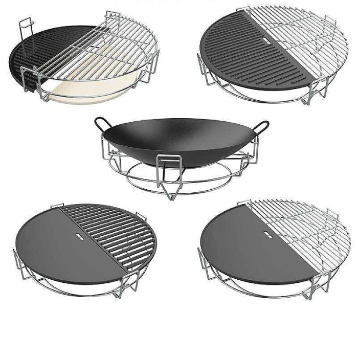 Kamado Bono Two Zone Grilling System 21 Inch Multi Level, Versatile Cooking for Direct and Indirect Grilling
