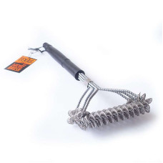 Texas Club 3-Head Spiral Grill Brush, 43 cm - Stainless Steel Wire Brush for Barbecue Grills