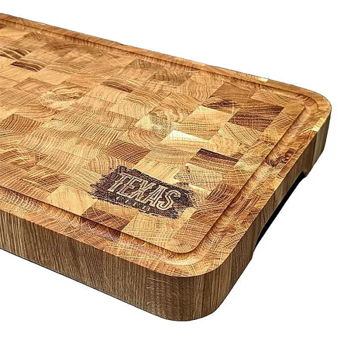 Texas Club Oak Chopping Board 50cm - Handmade End-Grain Cutting Board for Slicing, Chopping, and Serving