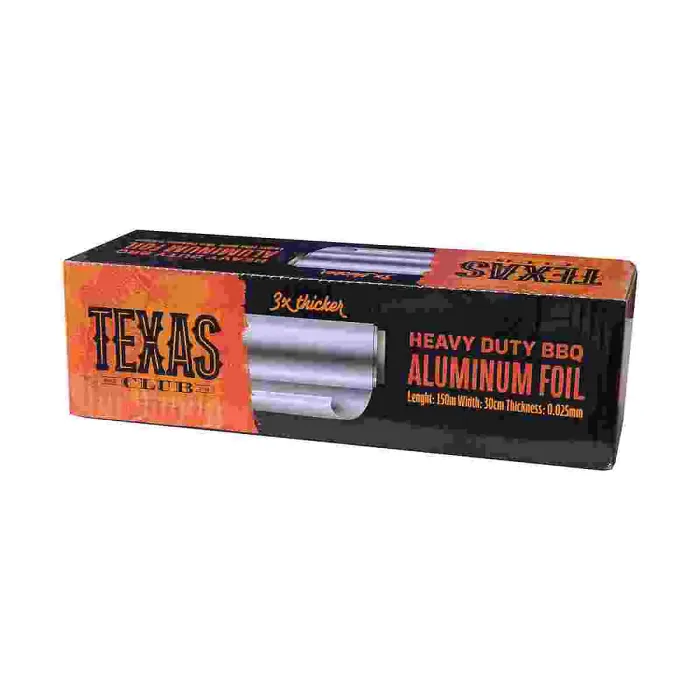 Texas Club Heavy Duty BBQ Aluminium Foil Extra Thick, Professional Grade, Easy Cut Box