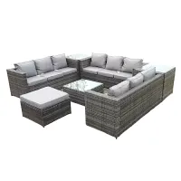 U Shape Rattan Garden Set 10 Seater