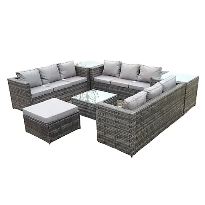 U Shape Rattan Garden Set 10 Seater