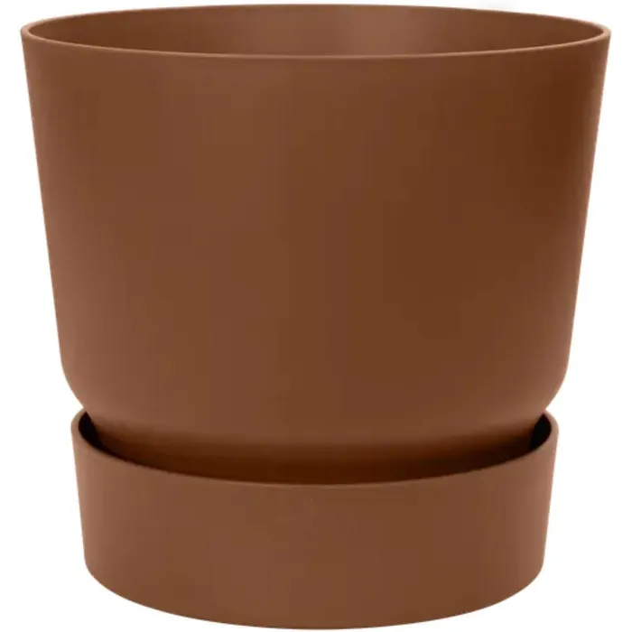 Greenville Brown 30cm Living Round Decor Recycled Plastic Indoor Garden Balcony Window Container Holder Plant Flower Organizer Pot