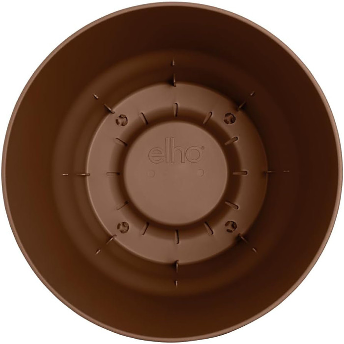 Greenville Brown 20cm Living Round Decor Recycled Plastic Indoor Garden Balcony Window Container Holder Plant Flower Organizer Pot