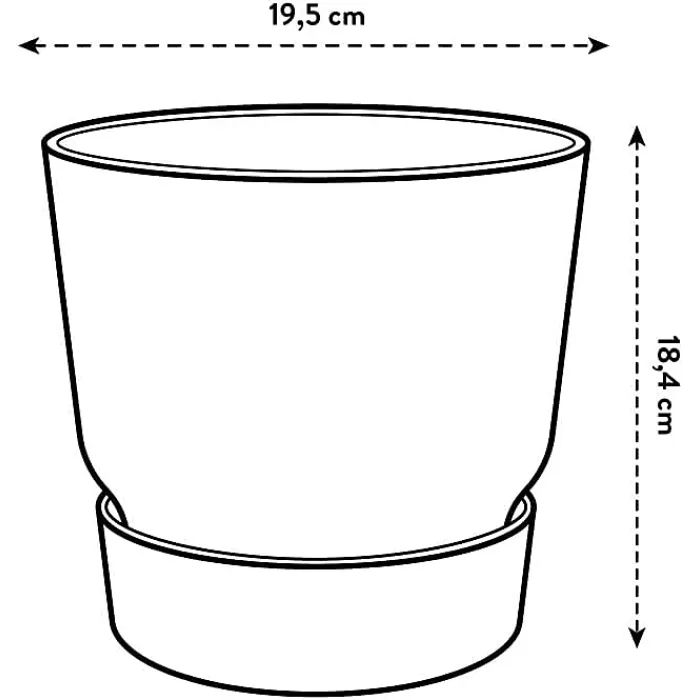 Greenville Brown 20cm Living Round Decor Recycled Plastic Indoor Garden Balcony Window Container Holder Plant Flower Organizer Pot