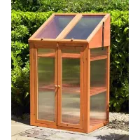 Wooden 3 Tier Plants Growth Double Door Greenhouse