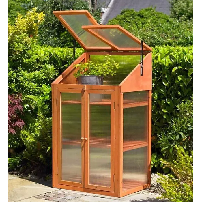 Wooden 3 Tier Plants Growth Double Door Greenhouse