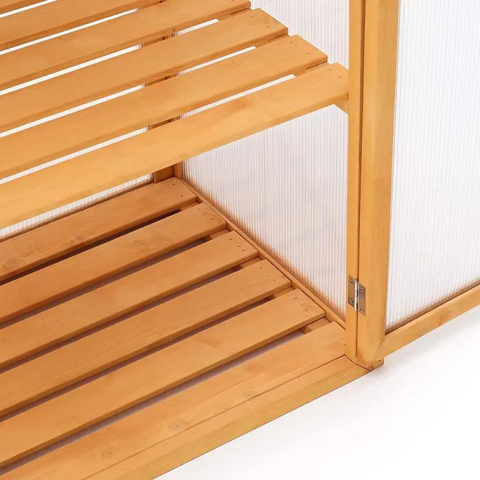Wooden 3 Tier Plants Growth Double Door Greenhouse