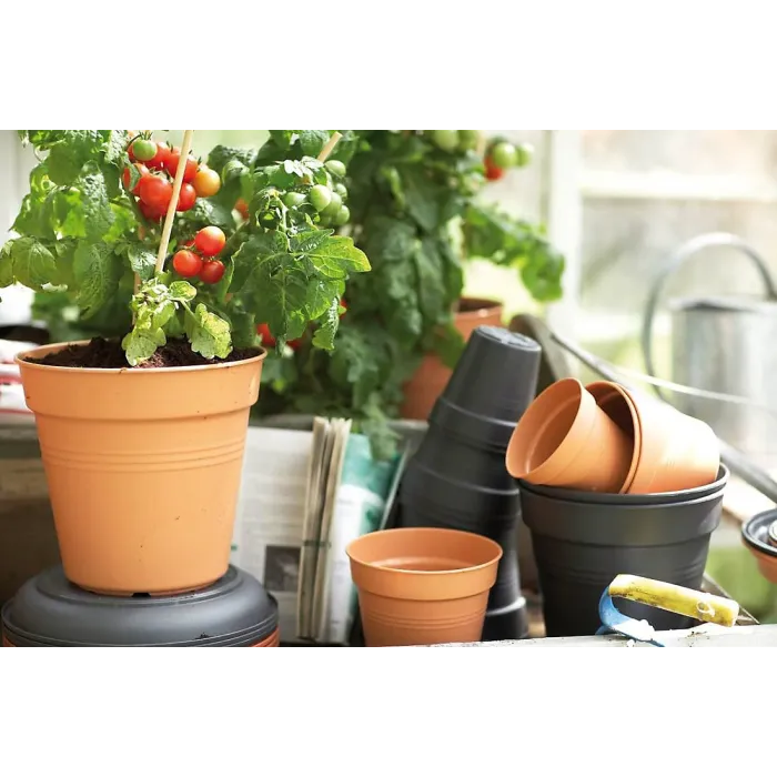 13 cm Living Round Decor Recycled Material Indoor Garden Balcony Window Container Holder Plant Flower Organizer Pot, Mild Terra