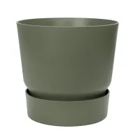 Greenville Green 30cm Living Round Decor Recycled Plastic Indoor Garden Balcony Window Container Holder Plant Flower Organizer Pot