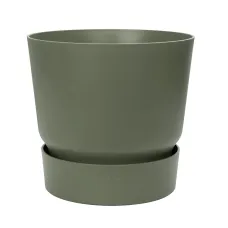 Greenville Green 20cm Living Round Decor Recycled Plastic Indoor Garden Balcony Window Container Holder Plant Flower Organizer Pot