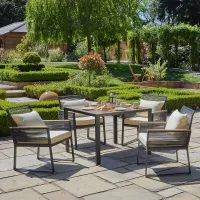 Alfresia Aluminium 5 Piece Dining Set with Cushions, 4 Seater