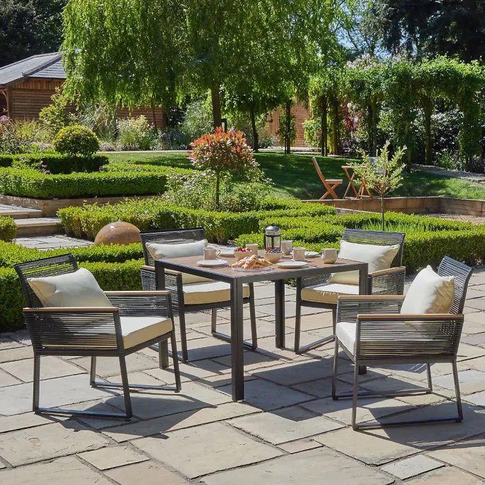 Alfresia Aluminium 5 Piece Dining Set with Cushions, 4 Seater