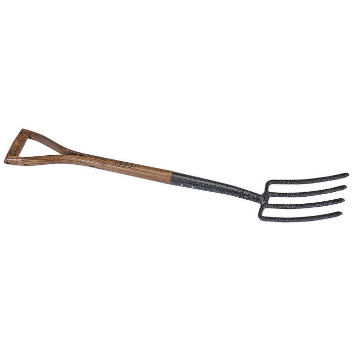 Draper Garden Border Fork with Ash Handle, Carbon Steel Long Handled Heavy Duty Gardening tool