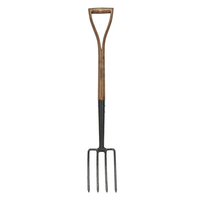 Draper Garden Border Fork with Ash Handle, Carbon Steel Long Handled Heavy Duty Gardening tool