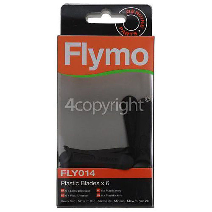 Flymo Genuine Plastic Lawnmower Blades - Pack of 6 - FLY014