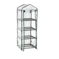 4 Tier Mini Greenhouse Compact Double Zip Sturdy Steel Frame Transparent Plastic PVC Cover Indoor Outdoor Garden 69 x 49 x 160cm